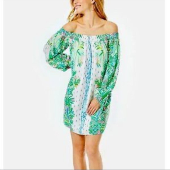 Lilly Pulitzer Floral Puff Sleeve Off The Shoulder Mini Dress Size Small NWT - Picture 1 of 8